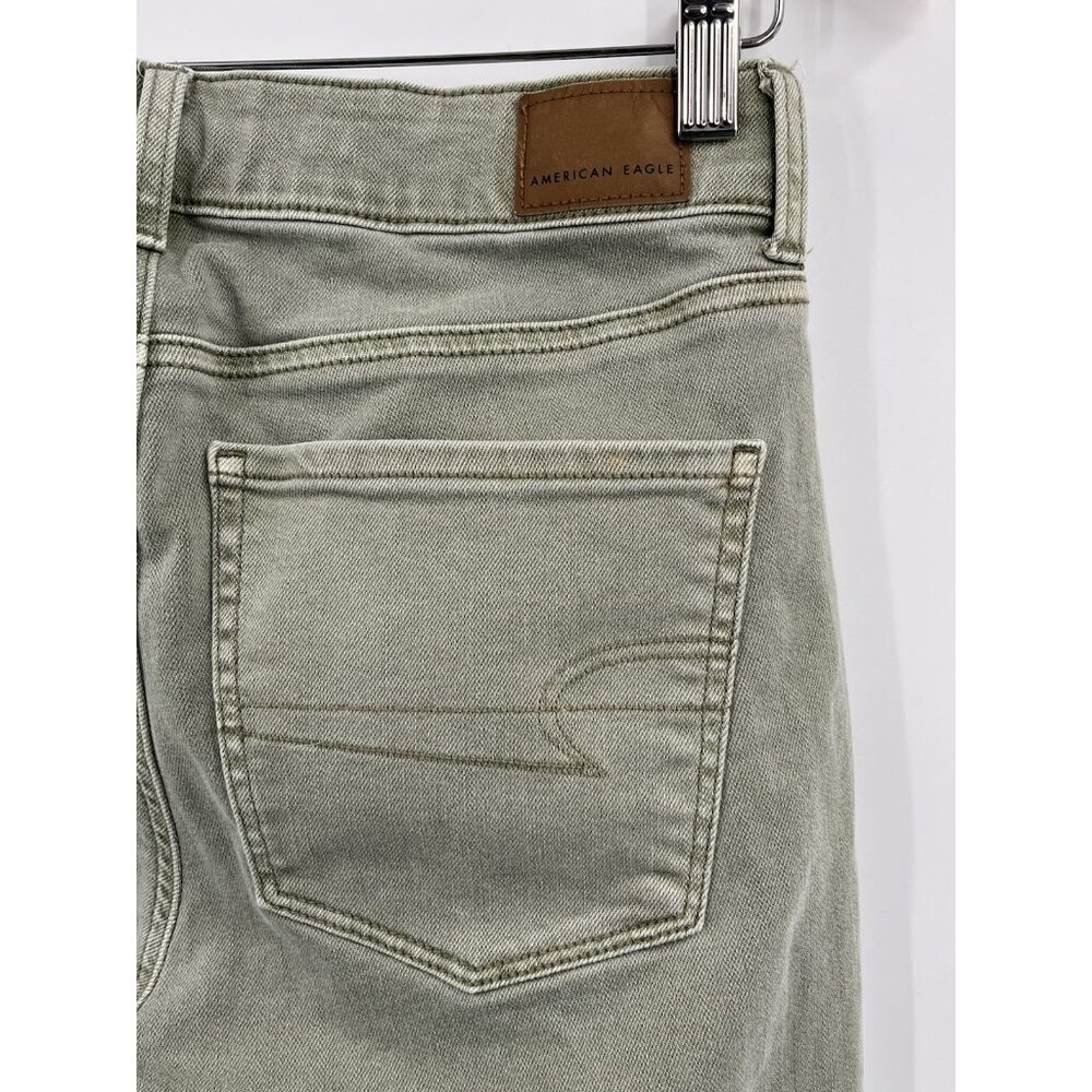 AMERICAN EAGLE Women's Green Super Hi-Rise Flare Jeans US 4 - Picture 4 of 7